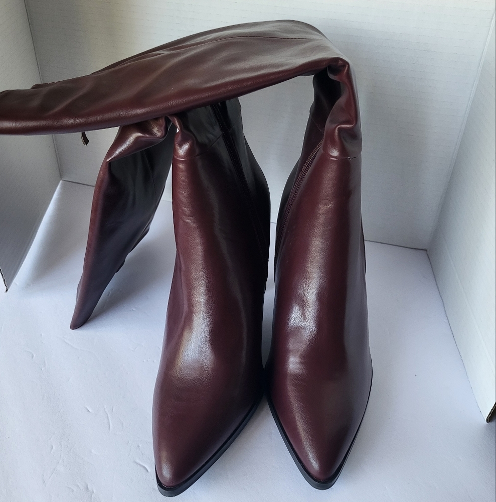 Chic Burgundy Vegan/PU Leather Heeled Boots